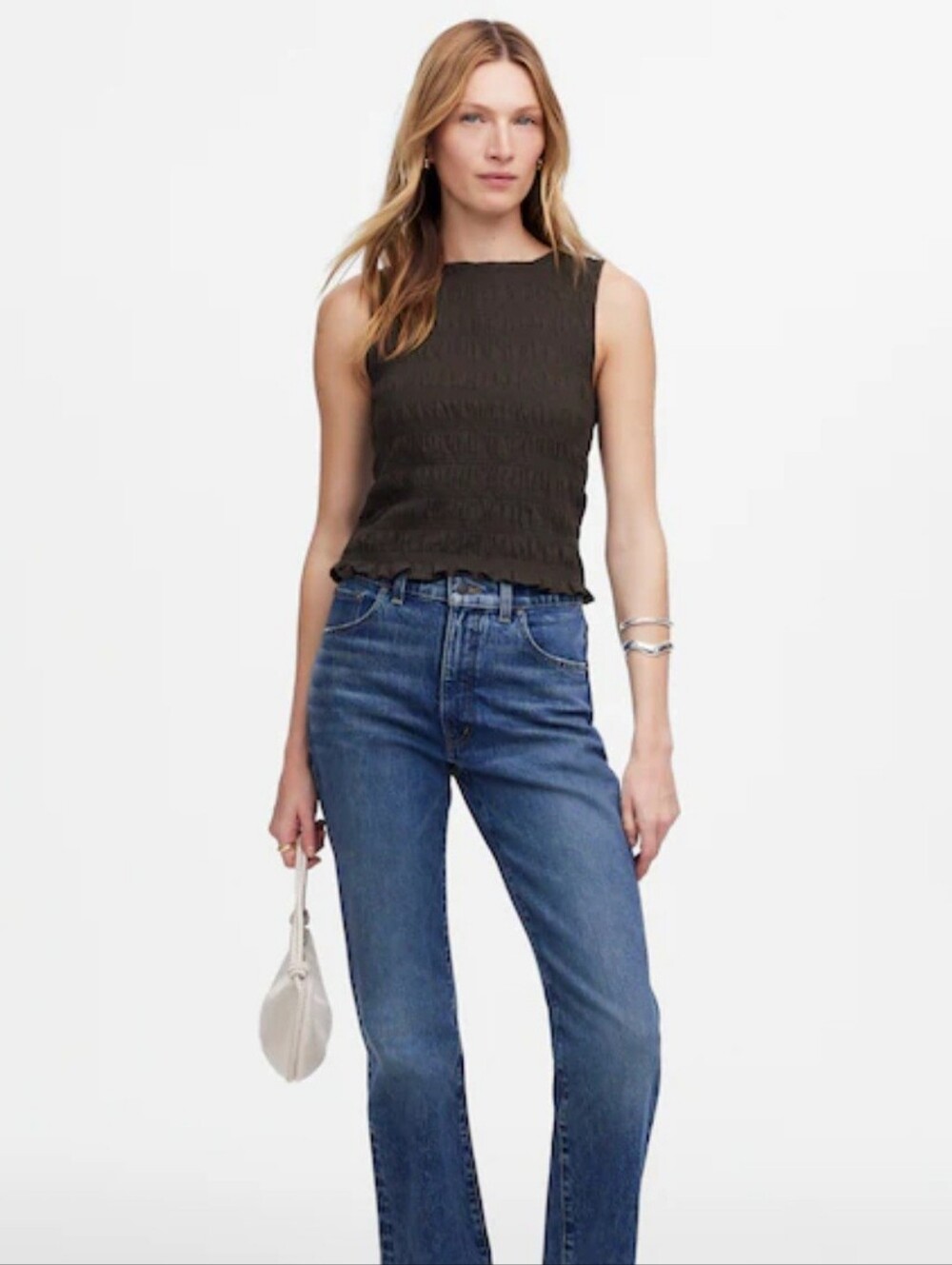 Madewell Smocked Boatneck Tank